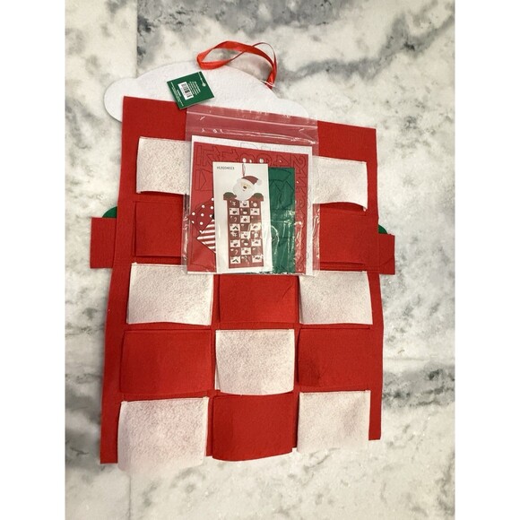 Christmas Felt Pocket Advent Calendar Santa Craft 42” X 15” 24 Number & Icons - Picture 4 of 8